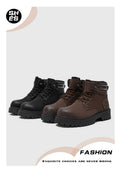 Boots men's british american rhubarb retrofleece-lined short boots men's workwear high-top heattechwinter snow cotton shoes