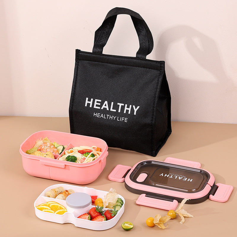 Microwave-safe lunch box with divided compartments, rectangular bento box, portable outdoor plastic meal container for healthy eating and fruit