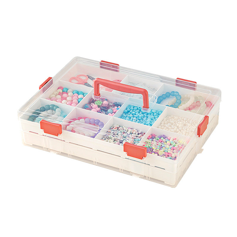 Desktop beaded jewelry storage box Plastic with lid grid classification Multi-layer stackable loose bead bead storage box