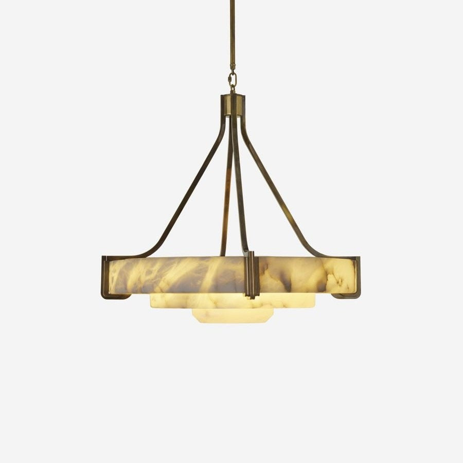 Reproduction vintage alabaster lang three-light chandelier - claw-shaped marble ceiling lamp for villas and living rooms