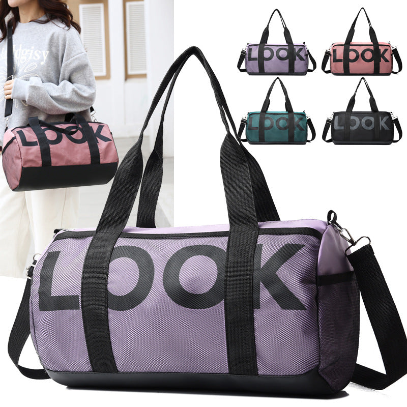 New travel bag women's anti-splashing sports yoga bag Korean version fashion letter fitness bag short business trip duffel bag