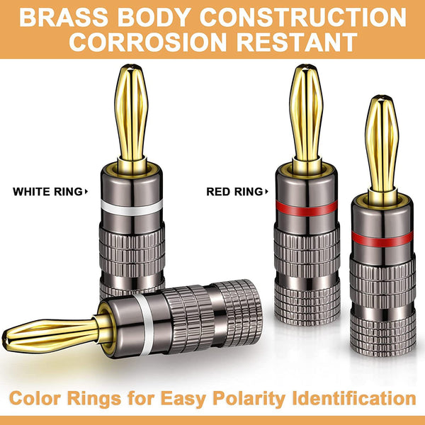 Banana head socket 4MM gold-plated solder-free audio speaker, power amplifier plug, speaker cable connector, red circle, black