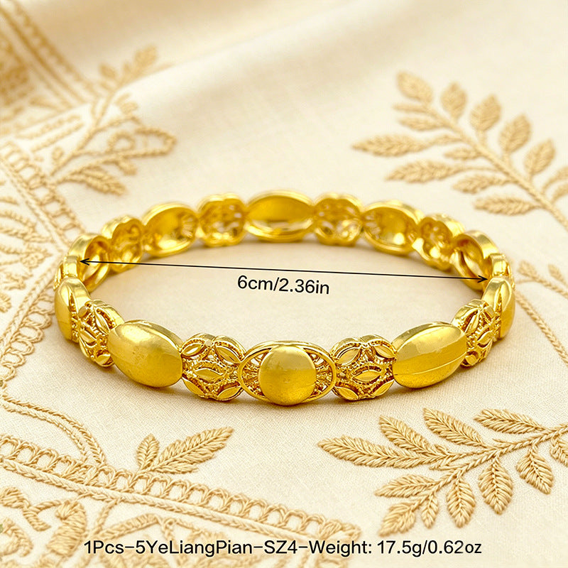 Middle eastern dubai filigree gold-plated bangle, bridal oval bead gold sand bracelet - cross-border wholesale & dropshipping available