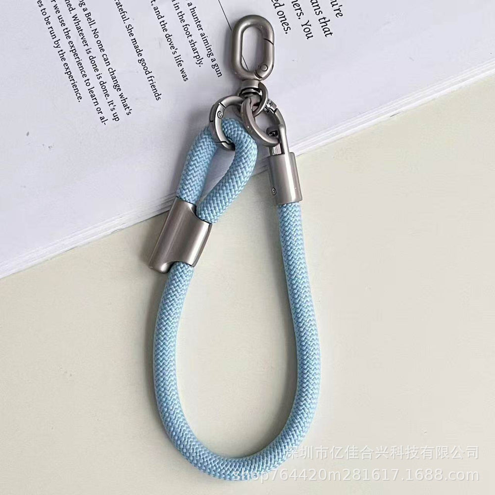 Adjustable polyester wrist lanyard - durable anti-loss phone strap with short chain, sturdy double buckle, and clip for outdoor use