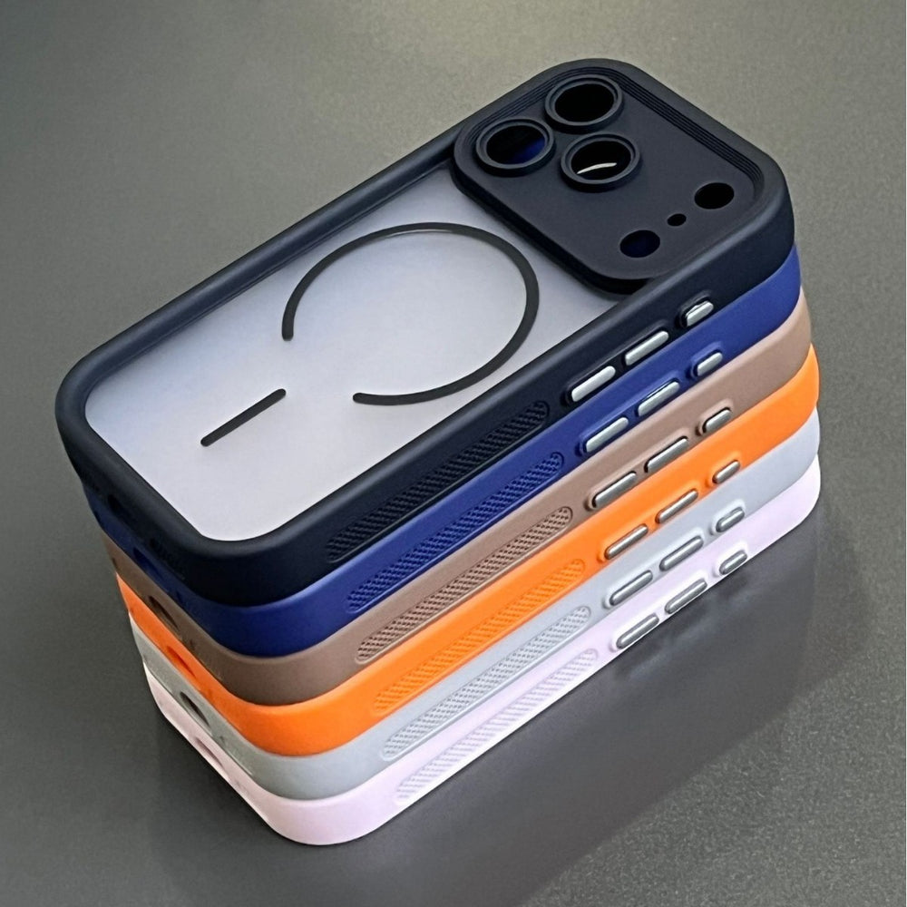 Suitable for iphone17prom mobile phone case 16 two-in-one magnetic suction apple 15 electroplated button pc cooling mobile phone case