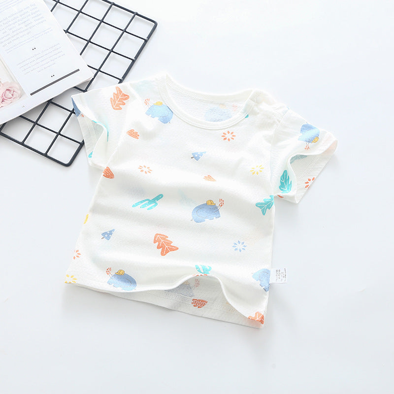 Baby short-sleeve t-shirt, summer infant top, 100% cotton, 0-4 years old, toddler summer outfit, boys' and girls' short-sleeve undershirt, trendy style