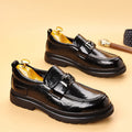 Men's leather shoes: new trendy fashion business shoes, thick-soled, wear-resistant, slip-on loafers, casual moccasins