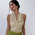 women's sexy sleeveless satin shirt  spring and summer  fashion work women's shirt