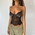 Amazon  independent station best sellinglace sling summernew arrival low-cut see-through v neck vest