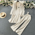 Autumnew arrival lazy looseknittingsuit women's long shawl cardigan + turtleneck sweater + loose pants three-piece set