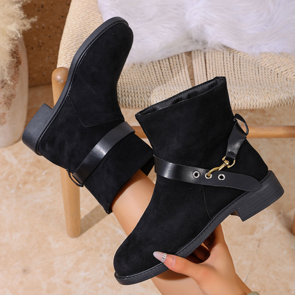 plus sizefall and winternew arrival round toe thick heel slimming look british style women's easiest for match soft bottom buckle casualboots