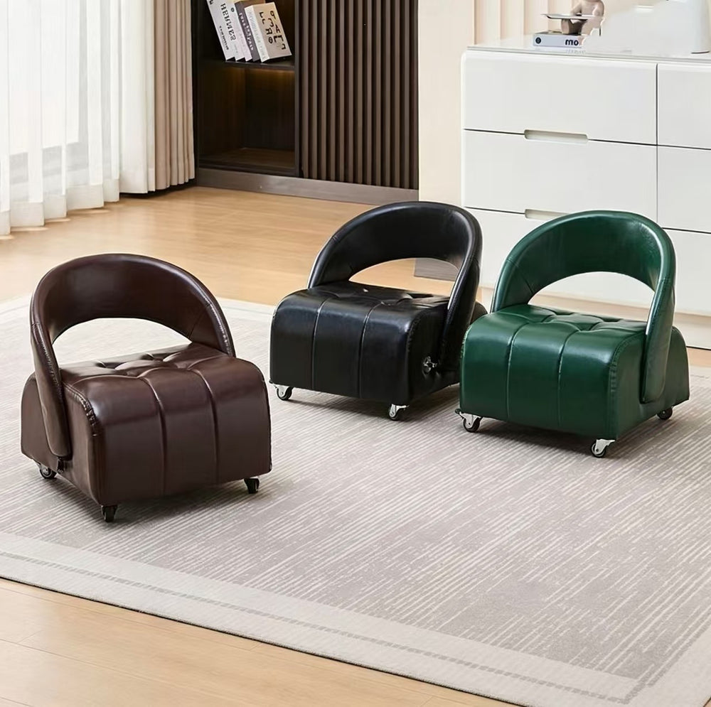 Swivel stool small stool living room for home low stool accessible luxuryclassy shoe changing stool movable leather back stool