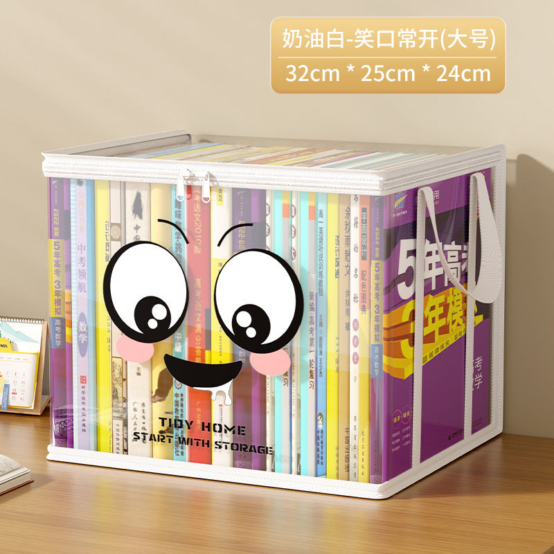 Book storage box Classroom household dust-proof transparent book box bag Desktop bookshelf Old books Toy sorting storage bag