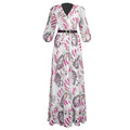 African women's clothing   new sexy v-neck printed dress european and american  long maxi skirt + belt