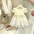 Girls' tulle dress : new summer collection for kids - baby short-sleeve dress, little girl's bubble sleeve princess style, hot seller