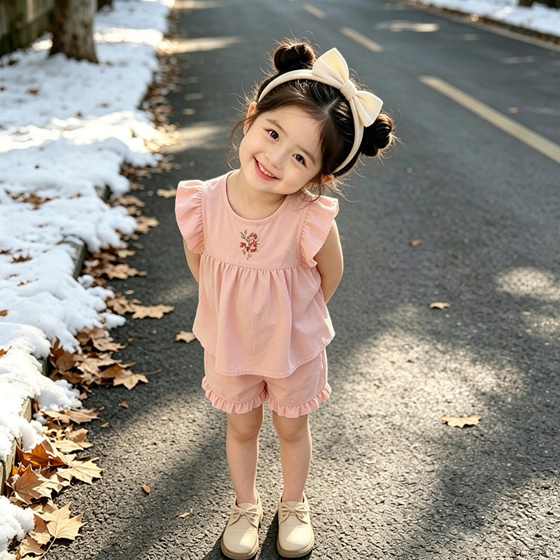Girls' flutter sleeve shorts set -  lightweight summer outfit - new baby & toddler summer two-piece set