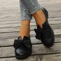 plus sizebows square toe flats women's  spring new arrival fairy style thick sole wedge cross-border women's shoes