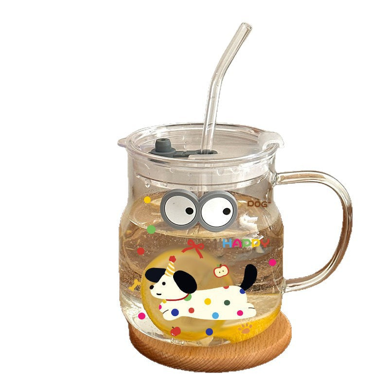 Water cup for women summer high-looking glass cup new arrival fruit tea large capacity straw cup cute mug