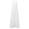 D3281  summer fashion sexy chain halter high waist sexy backless wide leg pleated jumpsuit