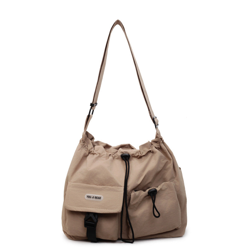 Foreign trade large-capacity fashion cloth bag women's 2025 summer new niche shoulder messenger bag Korean version pleated tote bag