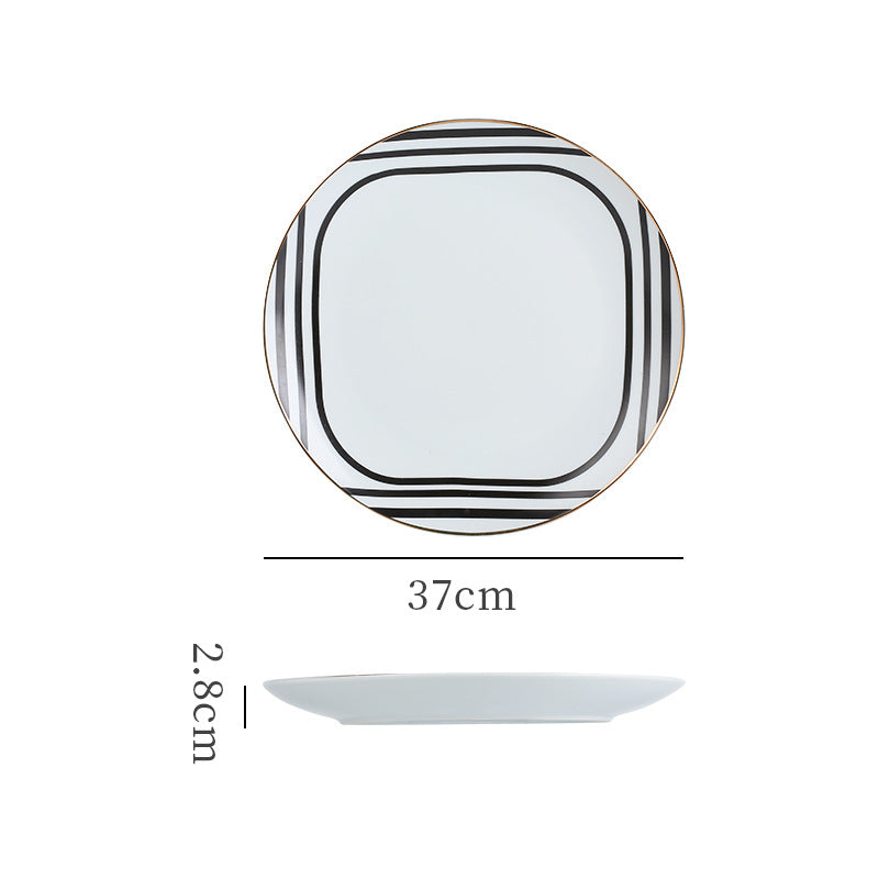 Showroom table tableware ornaments geometric bone china dinner plate scandinavian western food decorative plateaccessible luxury plate suit