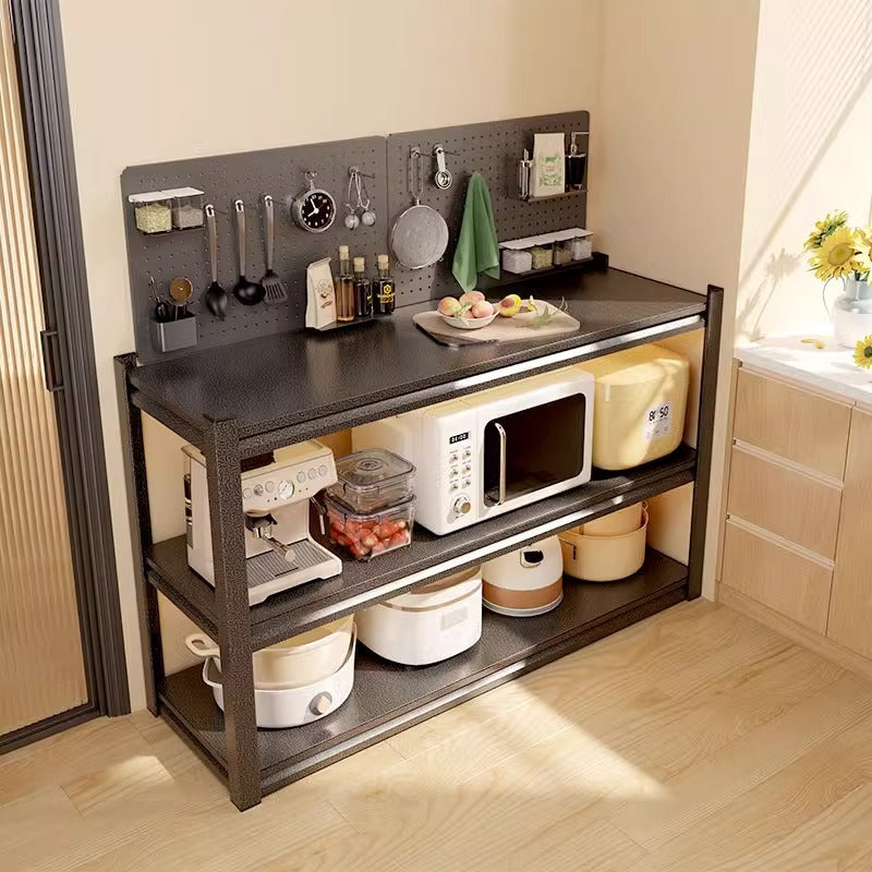Kitchen multi-functional floor-standing storage rack - multi-tier microwave oven & oven storage shelf - household dishware, pot & pan organizer