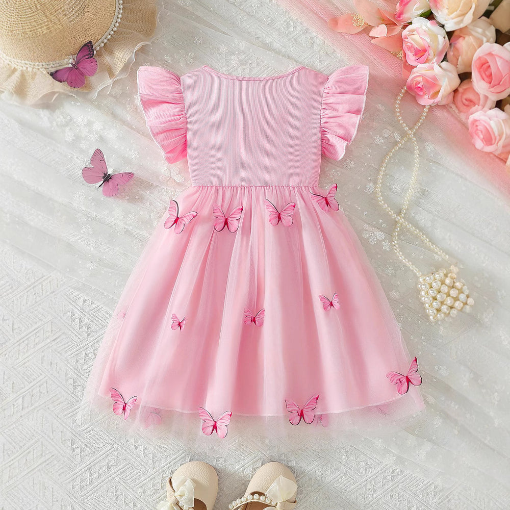 Girls' summer dress  new style butterfly mesh tutu dress - stylish and ethereal princess dress for kids