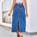 Wishfashion cross-border foreign trade summer new  independent station washed workwear skirt denim skirt for women