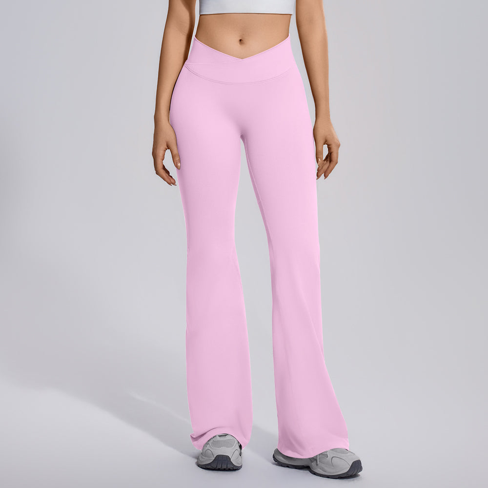 fully matte nylon cross high waist peach hip flared pants seamless quick-drying yoga fitness wide-leg pants for women