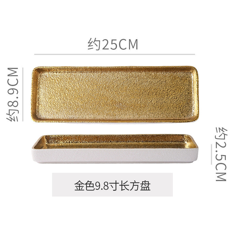 Luxury retro ceramic rectangular plate - stylish and high-value for fruit, desserts, pastries, and sushi presentation