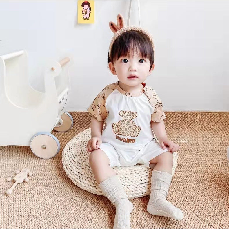 Summer style baby short-sleeve romper - trendy korean design for newborns - lightweight crawling suit