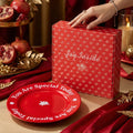 Minimalist chic premium gift: red ceramic plate - perfect housewarming present, cross-border bestseller, rose plate