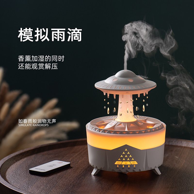New colorful raindrop aroma diffuser - home bedroom night light, office desk silent remote control humidifier & air purifier