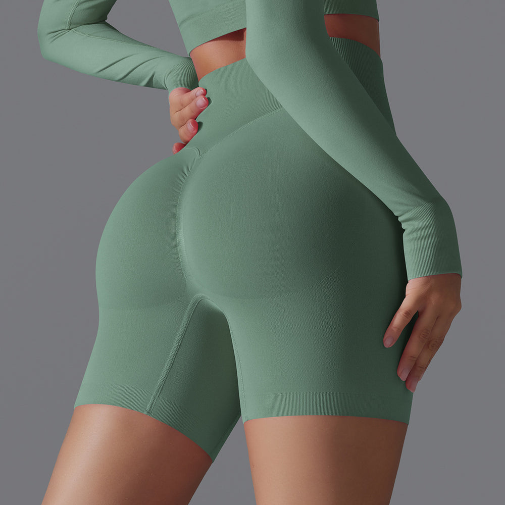 European and american seamless yoga shorts - high waist, butt-lifting, compression shorts - breathable, quick-drying, running, sports, fitness, 3/4 length shorts