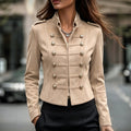 cross-border fashion women's retro slim-fit short napoleon collar jacket