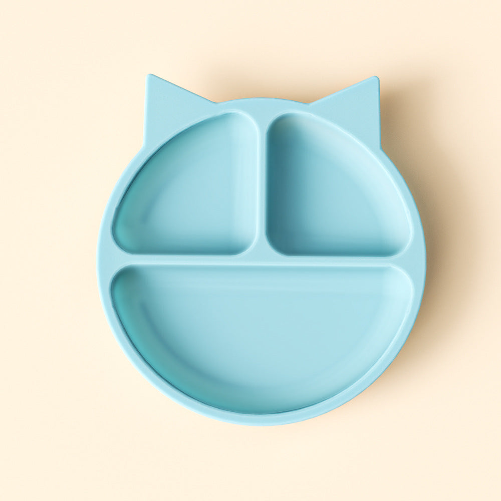 Children's dinner plate, baby eating, silicone bowl, infant food supplement bowl, suction cup type grid plate, mother and baby products tableware