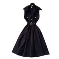 K-stylework clothingv neck sleeveless lapel dress women's summer waist slimming look a-line skirt eleganceelegantsilmp skirt
