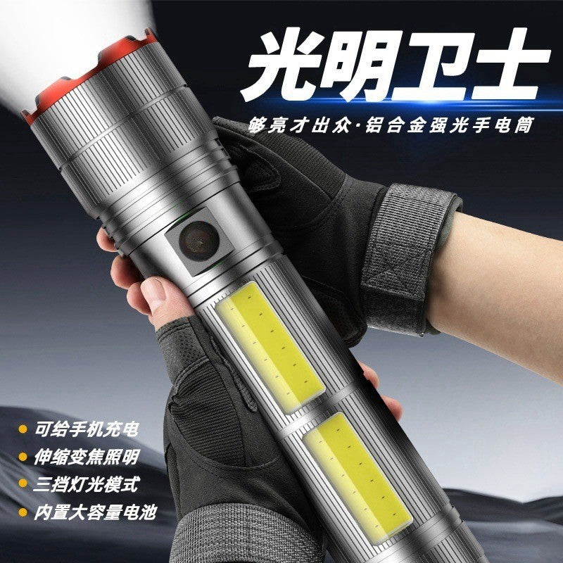 Laser laser strong light charging outdoor super bright remote emergency patrol long battery life large capacity LED flashlight