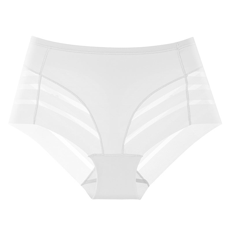 women's underwear: summer ice silk high-stretch mid-waist plus size breathable mesh sexy lace triangle panties