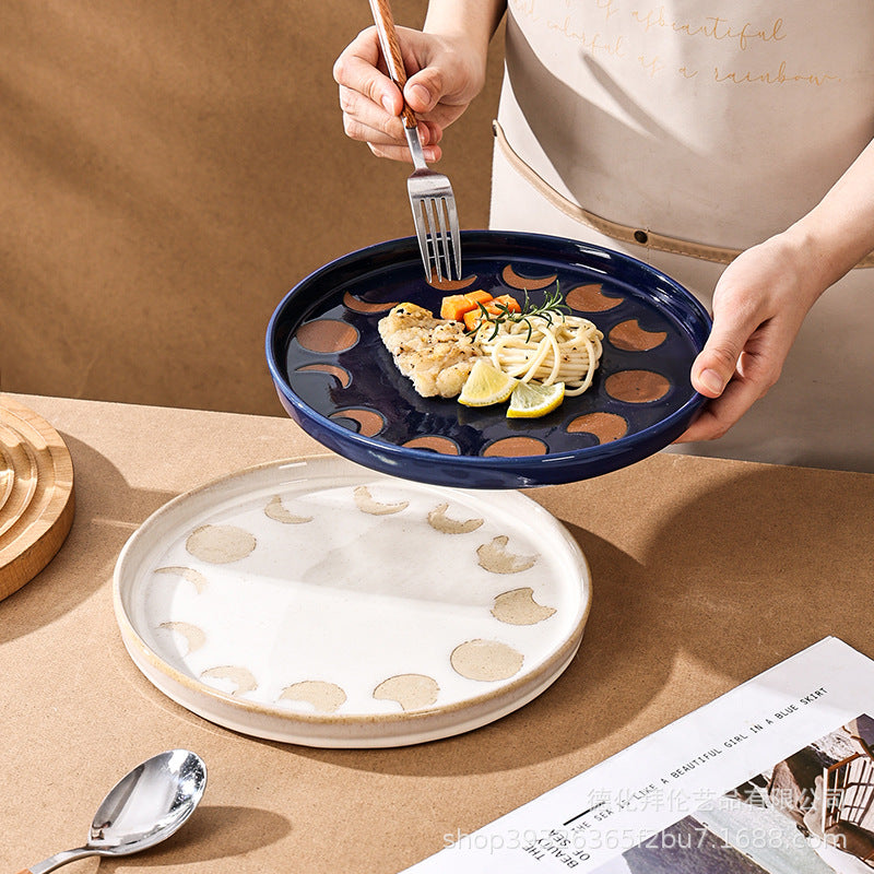 Influencer-style retro creative stoneware dinner plate - ceramic dinner plate, salad plate, steak plate for home use - wholesale