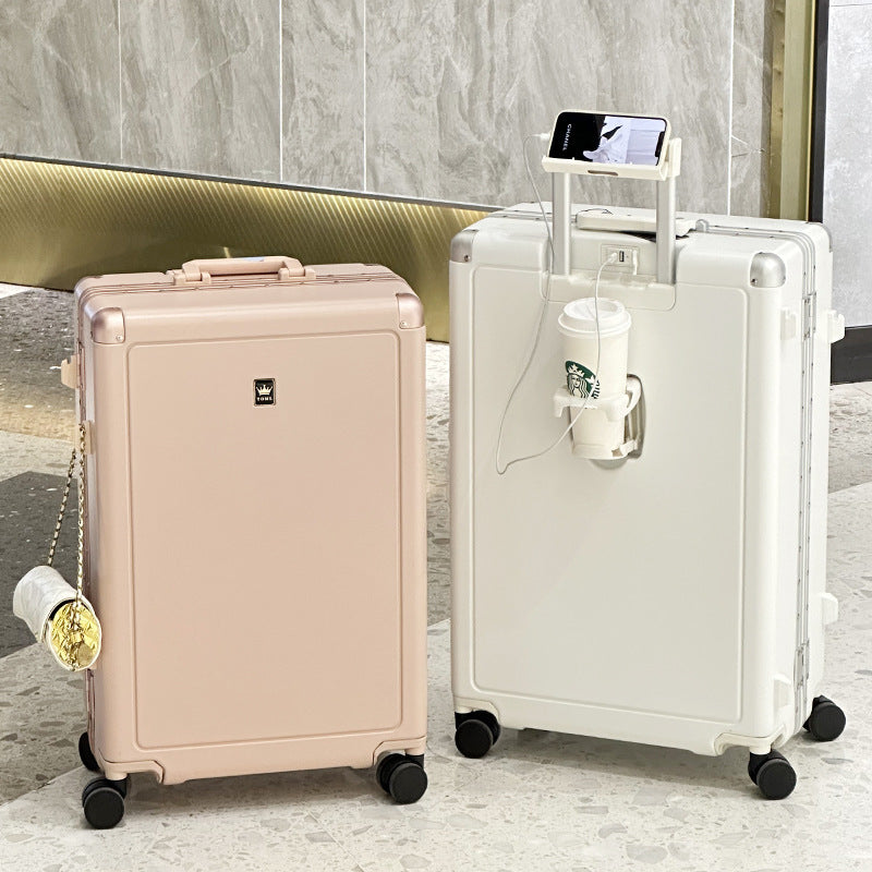 Pinghu new suitcase women's 20-inch boarding case aluminum frame high-value trolley case silent wheel leather case password case