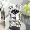 Simple ins style bear stainless steel fruit fork set fruit pick household high-looking ceramic fruit fork jar wholesale