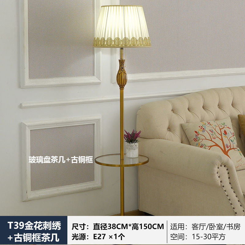 American light luxury crystal floor lamp living room coffee table scandinavian styleretro copper floor lamp vertical bedroom bedside lamp