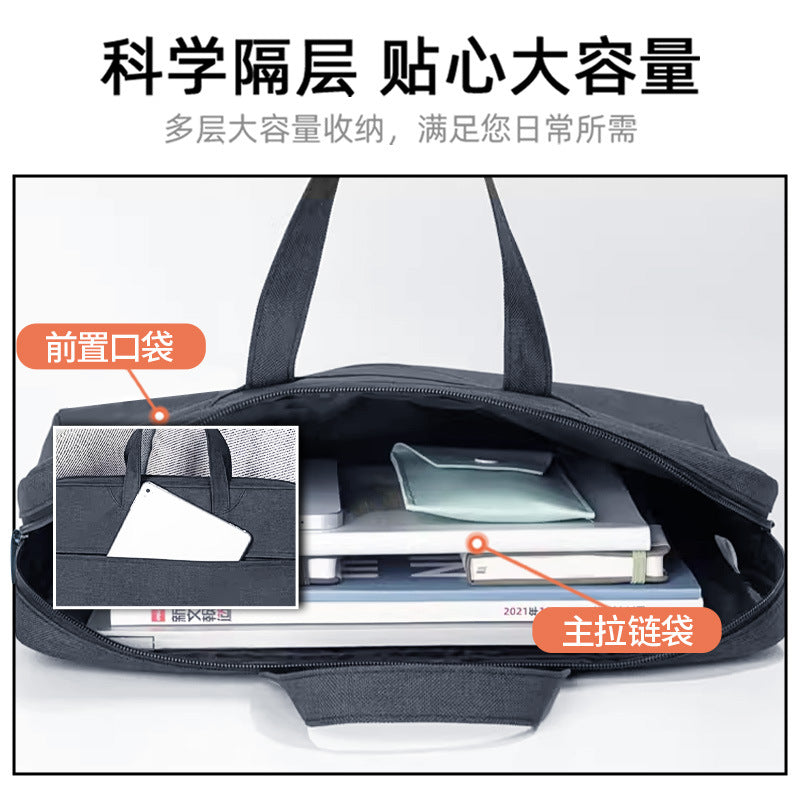 Oukeqi large capacity business briefcase office conference document bag portable business trip laptop bag print logo
