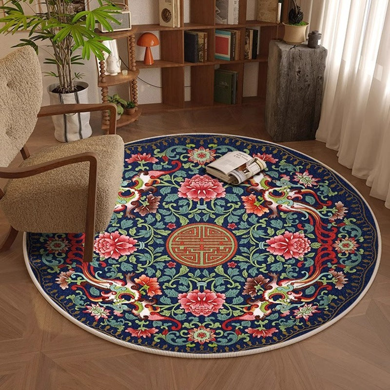 Carpet round new chinoiserie chinese style study chair floor mat computer study table foot mat gaming chair bedroom bedside