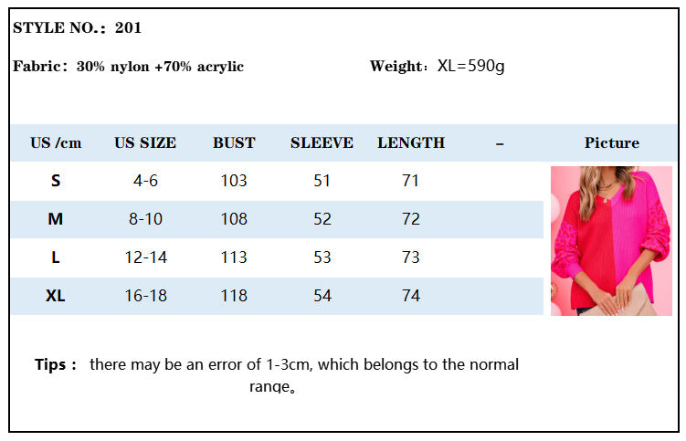 Cross-border European and American women's clothing 2025 autumn and winter new models,   contrasting color leopard print V-neck fashion pullover sweater