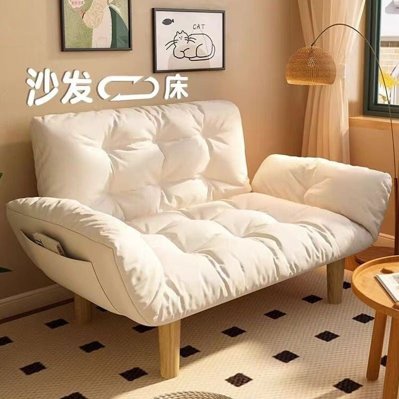 Cream cloud lazy sofa double reclining rental house bedroom no-wash small apartment foldable dual-purpose sofa bed