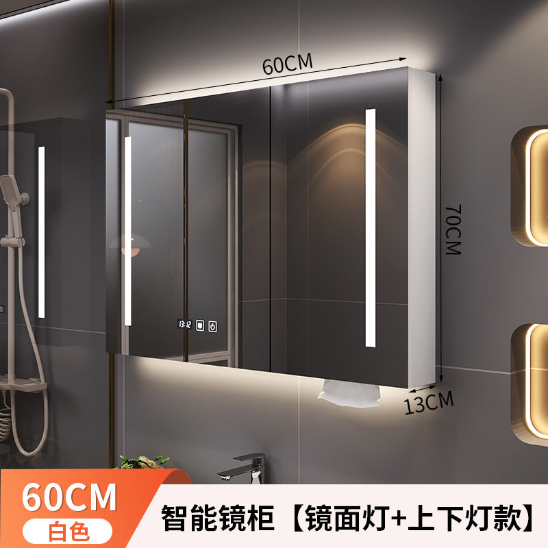 Smart bathroom mirror Solid wood separate wall-mounted bathroom mirror cabinet Locker Toilet storage locker Mirror