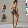 fashion seamless knitting beautiful back high elastic sports bra yoga suit running fitness shorts two-piece set for women
