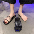 Trendy transparent crystal slides for women - new summer 2024 collection: indoor, non-slip, bath, and beach sandals